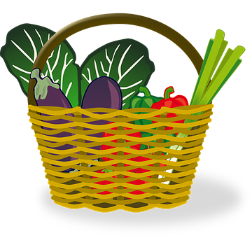 Colorful Vegetable Basket Illustration PNG with transparent background