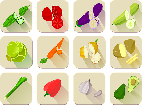 Colorful Vegetable Icons Set