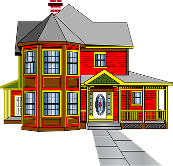 Colorful Victorian House Illustration