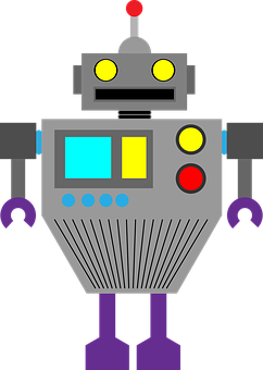 Colorful Vintage Robot Illustration PNG with transparent background