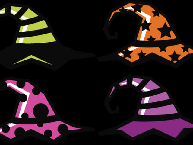 Colorful Witch Hats Vector Illustration PNG image with a transparent background, free high-resolution download
