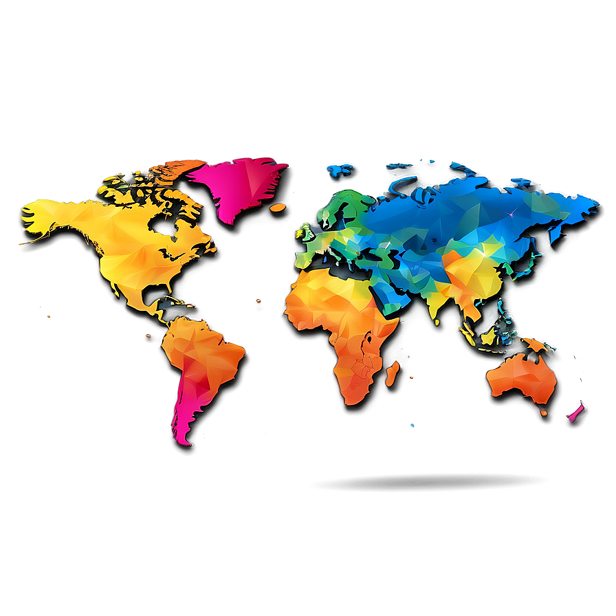 Colorful World Map Vector Png Mjt8