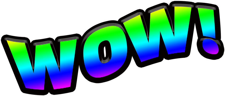 Colorful Wow Exclamation PNG with transparent background
