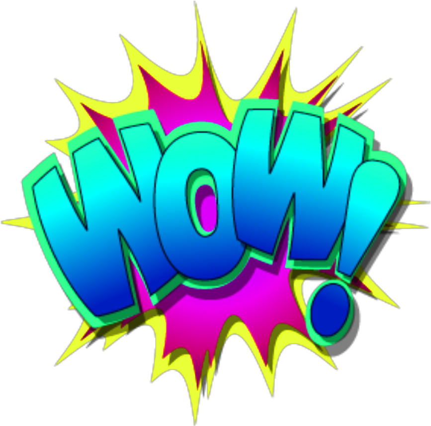 Colorful Wow Exclamation Graphic PNG with transparent background