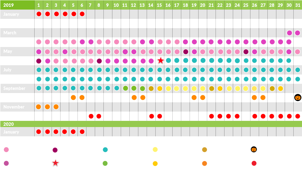 Colorful Yearly Event Calendar Overview