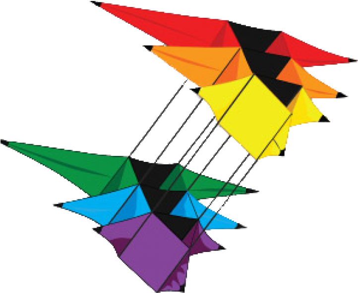 Colorful3 D Kites Flying