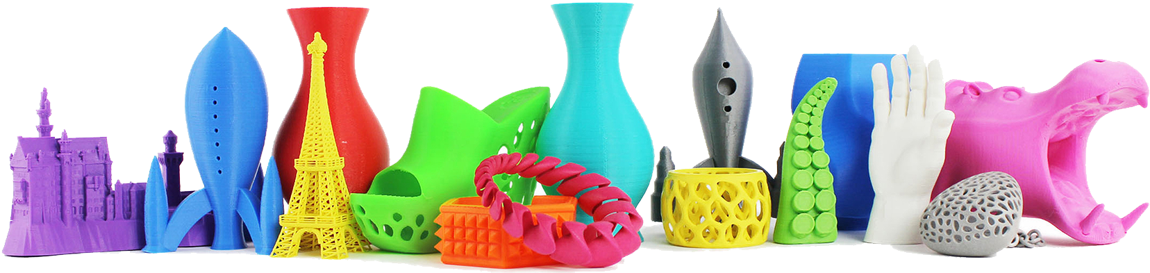 Colorful3 D Printed Objects Collection