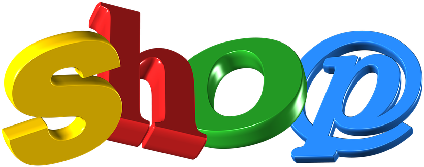Colorful3 D Shop Text PNG with transparent background