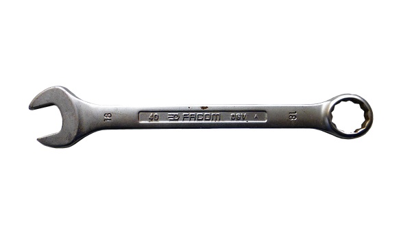 Combination Wrench Isolatedon Black PNG with transparent background