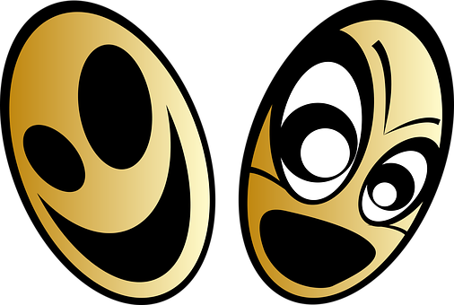 Comedy_ Tragedy_ Masks_ Vector PNG with transparent background