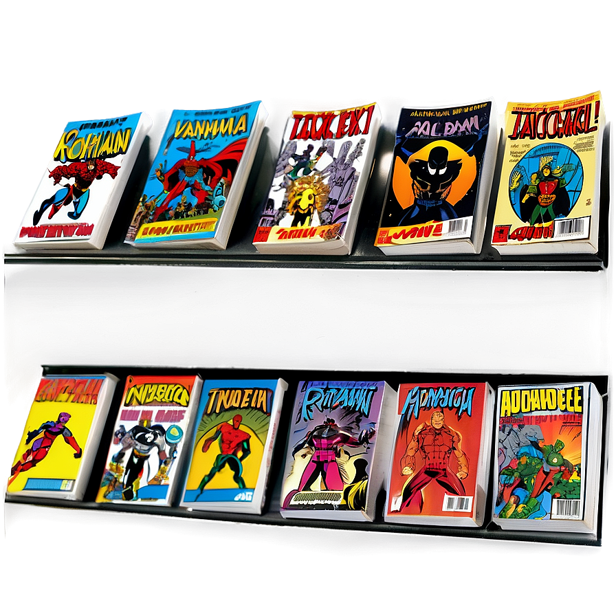 Comic Books On Shelf Png Ubp47