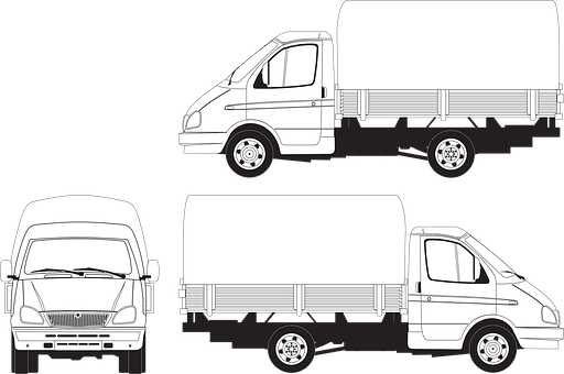 Commercial Delivery Vehicles Vector Illustration PNG with transparent background