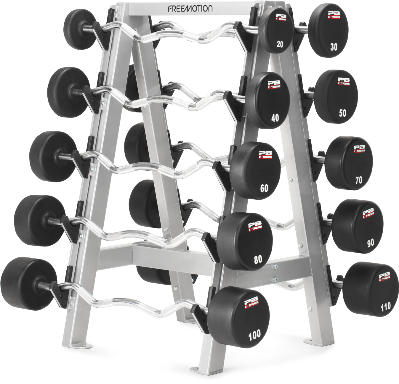 Commercial Gym Barbell Rack Full Set PNG with transparent background