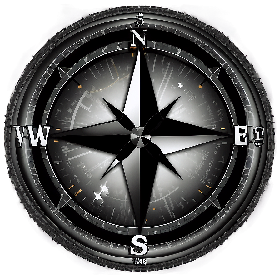 Compass Rose In Black And White Png 23