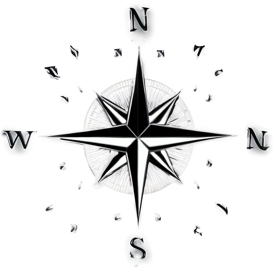 Compass Rose In Black And White Png Cxw