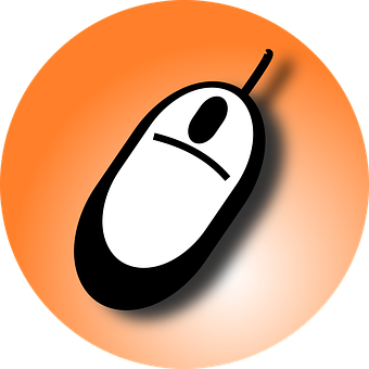 Computer Mouse Icon Orange Background PNG with transparent background