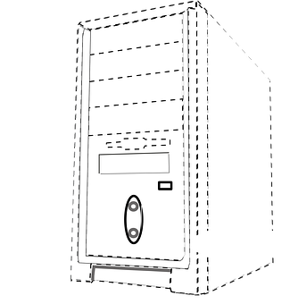 Computer Tower Line Art PNG with transparent background