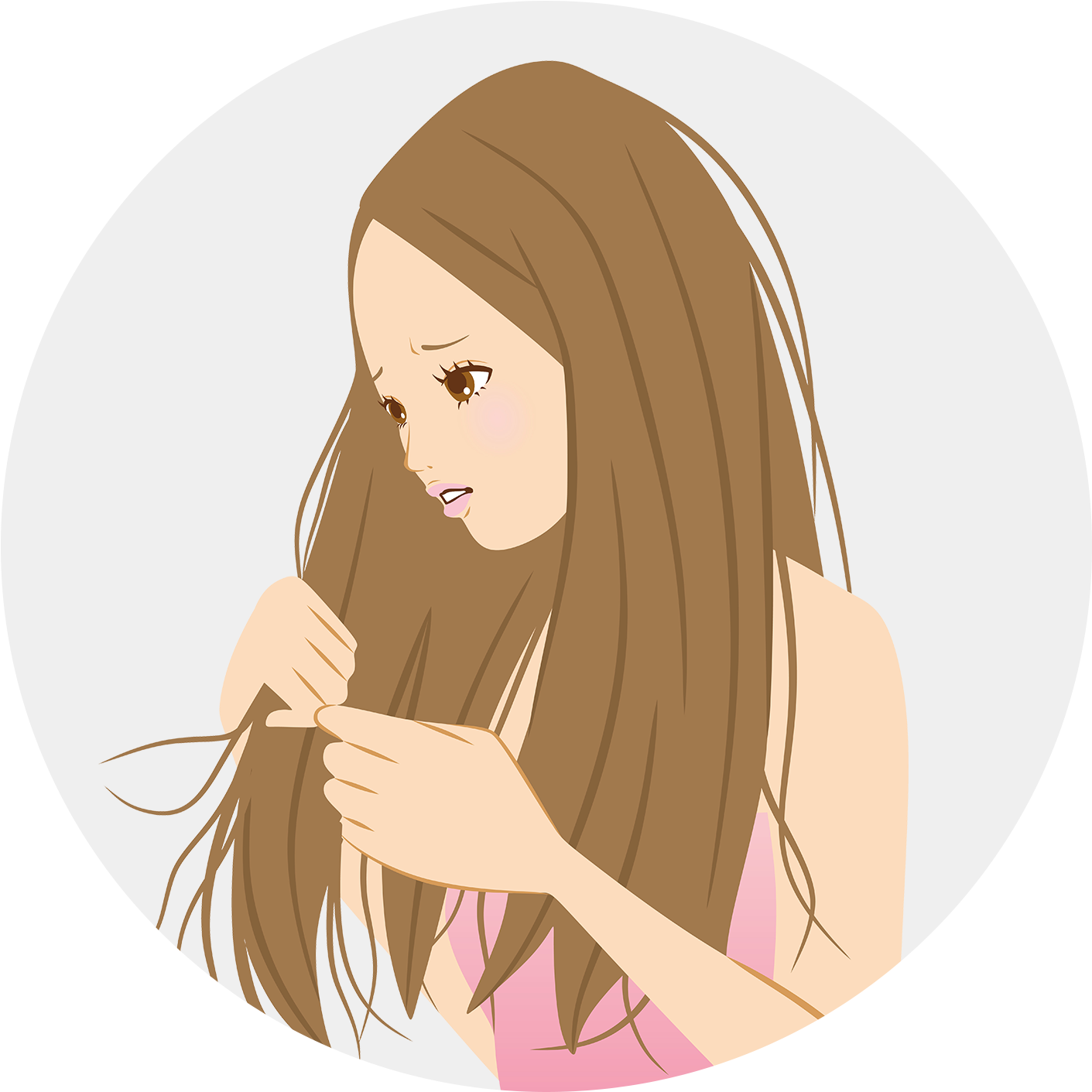 Concerned Woman Examining Hair