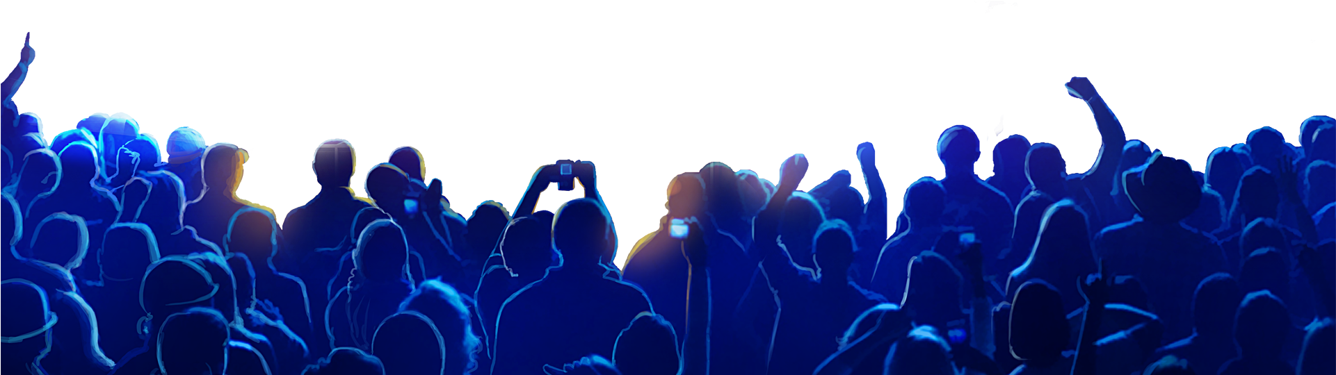 Concert Crowd Silhouette Backdrop PNG with transparent background