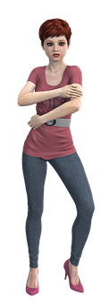 Confident Animated Woman Pose