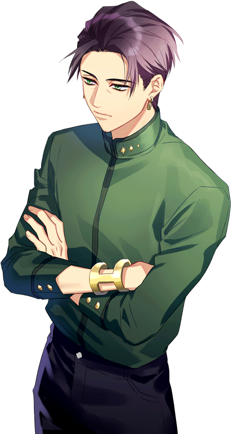 Confident Anime Man Green Shirt