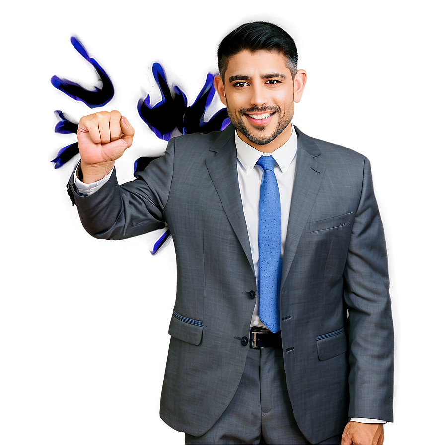 Confident Businessman Power Gesture PNG image with a transparent background, free high-resolution download