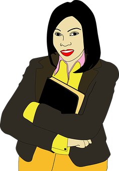 Confident Businesswoman Holding Book PNG with transparent background