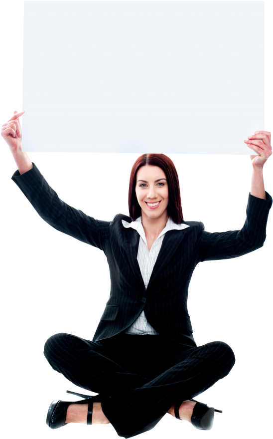 Download Business Women Holding Banner Png - Business Woman Sitting Png, Transparent Png PNG with transparent background