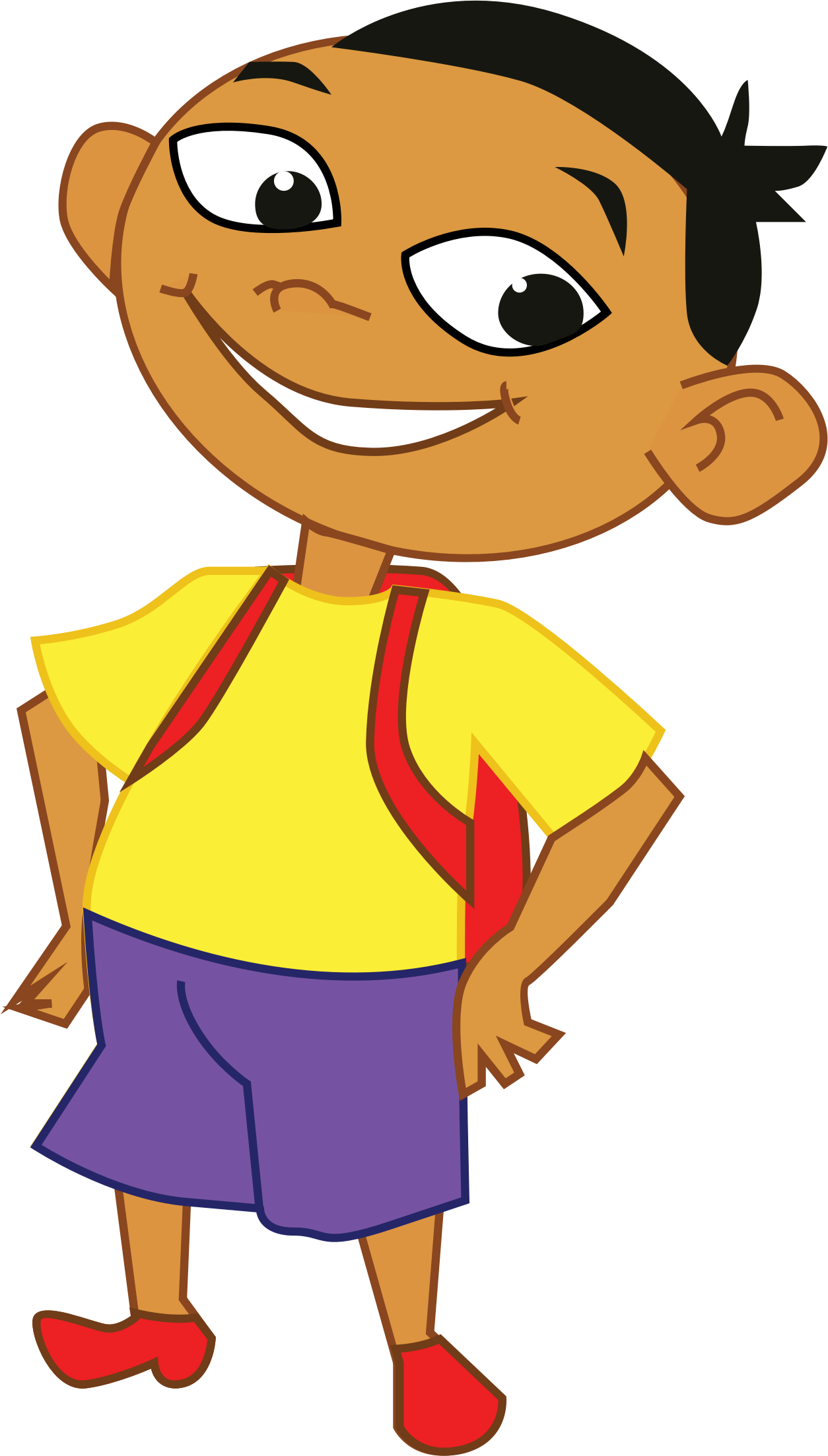 Confident Cartoon Boy Illustration PNG with transparent background