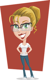 Confident Cartoon Girl Character