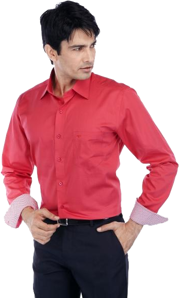 Confident Manin Red Shirt