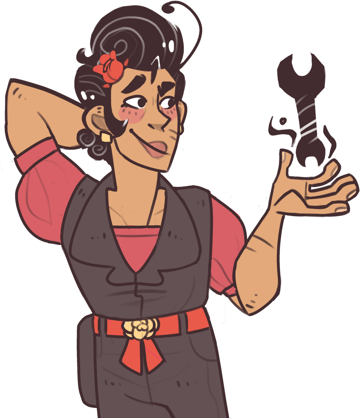 Confident Mechanic Cartoon PNG with transparent background