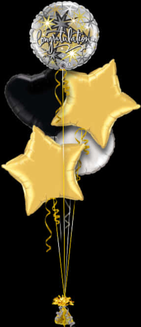 Congratulations Gold And Black Congratulations Balloon - Gold And Black Balloons Png PNG image with a transparent background, free high-resolution download