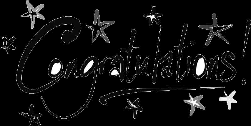 Congratulations Calligraphy Stars Black White