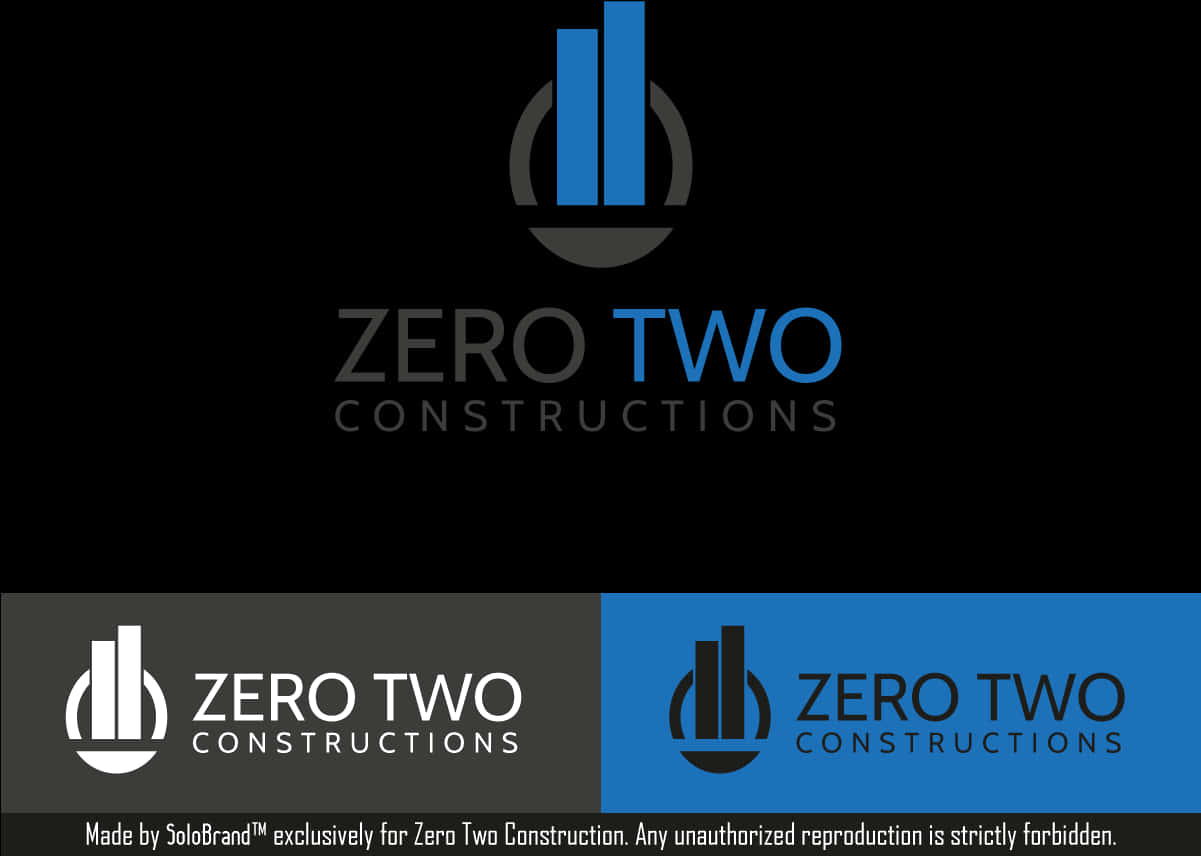 Construction Logo Design For Zero Two Constructions - Graphic Design PNG with transparent background