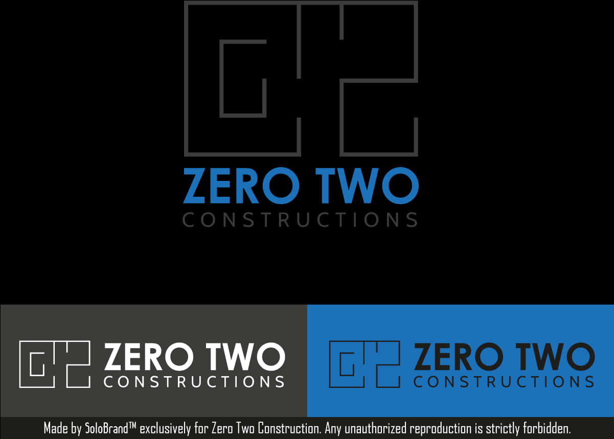 Construction Logo Design For Zero Two Constructions - Printing PNG with transparent background