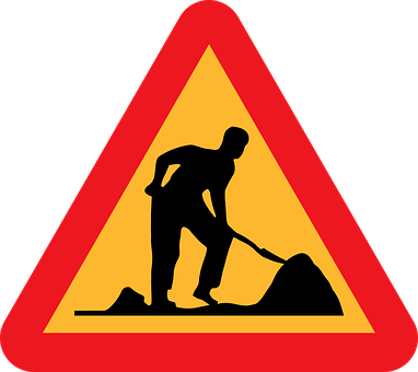 Construction Work Sign Warning PNG with transparent background