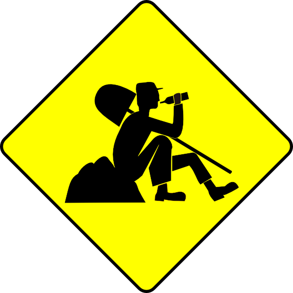 Construction Worker Digging Sign