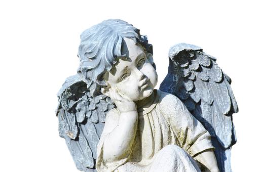 Contemplative Angel Statue PNG with transparent background