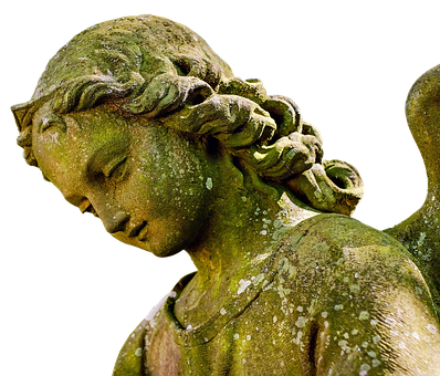 Contemplative Angel Statue PNG with transparent background