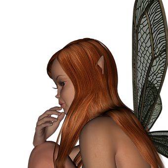 Contemplative Fantasy Elf PNG with transparent background