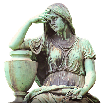 Contemplative Female Statue PNG with transparent background