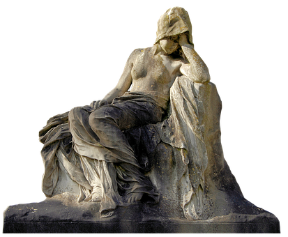 Contemplative Figure Statue PNG with transparent background