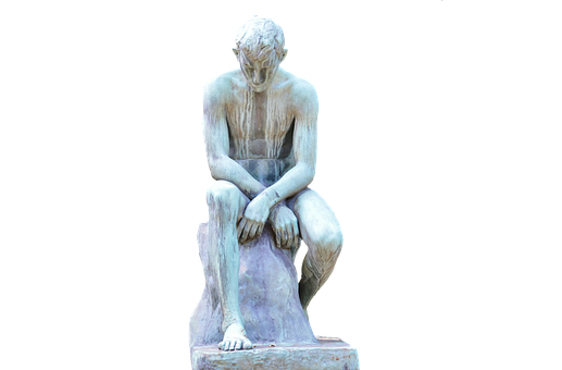 Contemplative Figure Statue PNG with transparent background