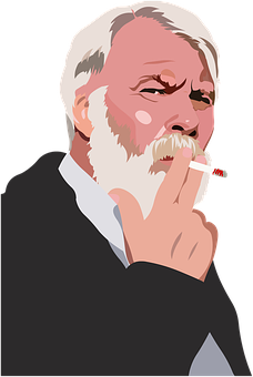 Contemplative Man Smoking PNG with transparent background