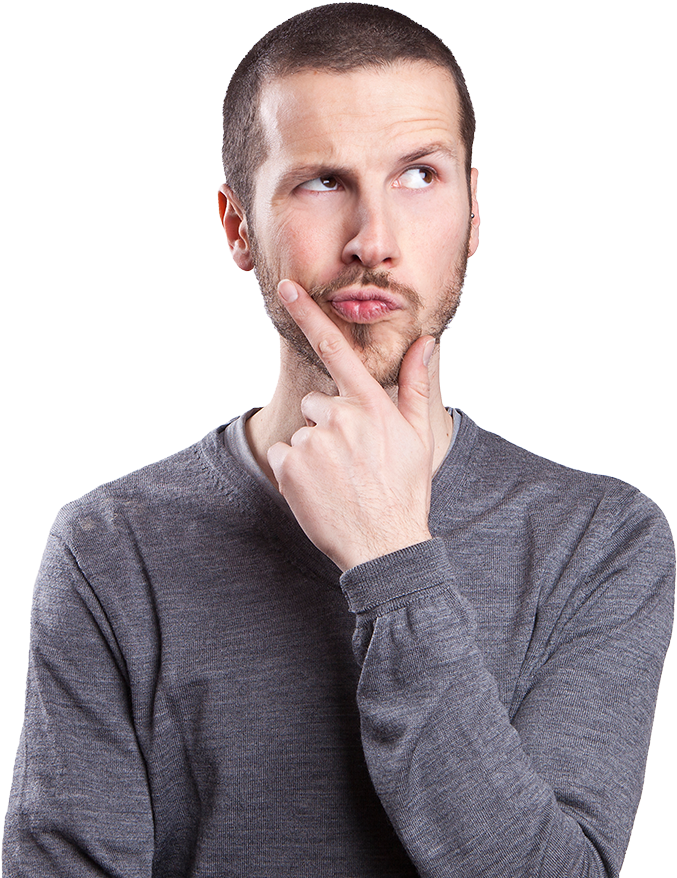 Contemplative Man Thinking PNG with transparent background