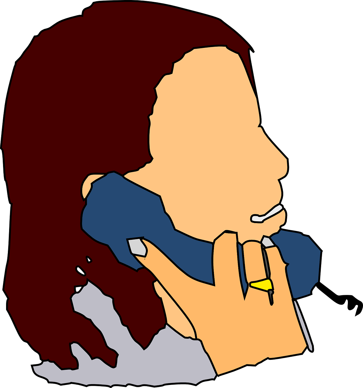 Contemplative Profile Cartoon Vector PNG with transparent background
