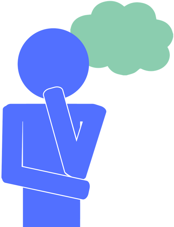 Contemplative Stick Figure Thought Bubble PNG with transparent background