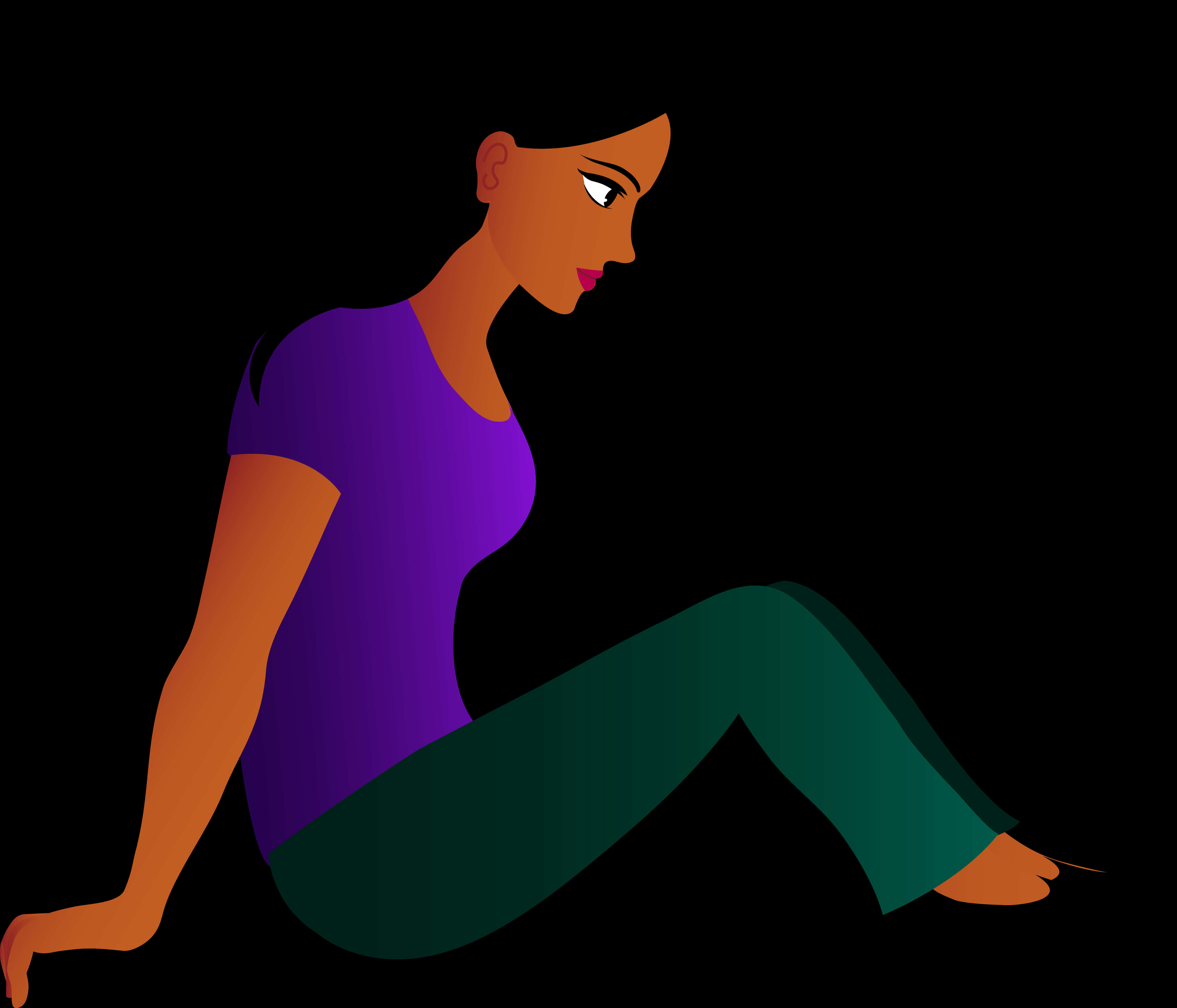 Contemplative Woman Sitting Silhouette