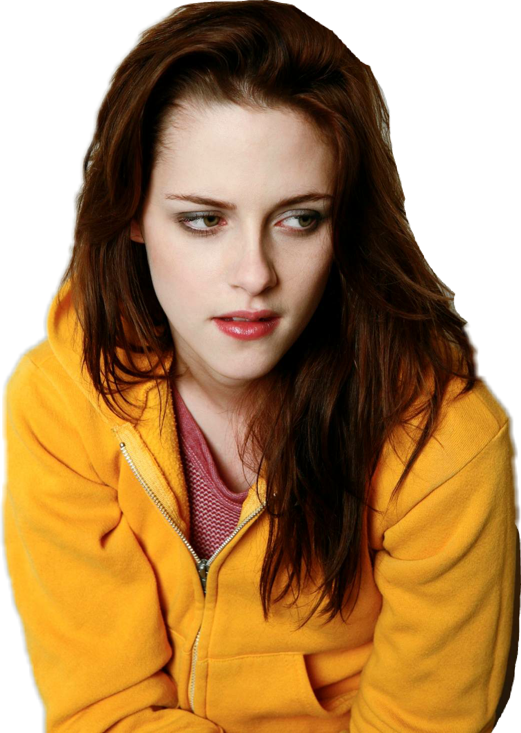 Contemplative Womanin Yellow Hoodie